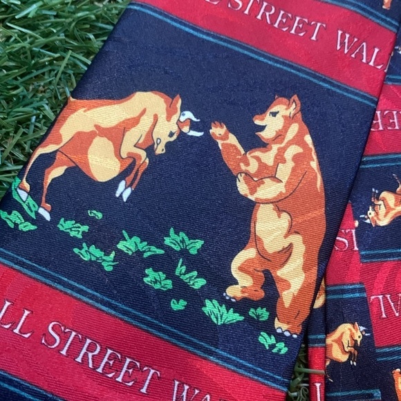 Steven Harris “Wall Street” Bull & Bear Tie Stock Broker Financial Advisor Gift - Picture 11 of 12